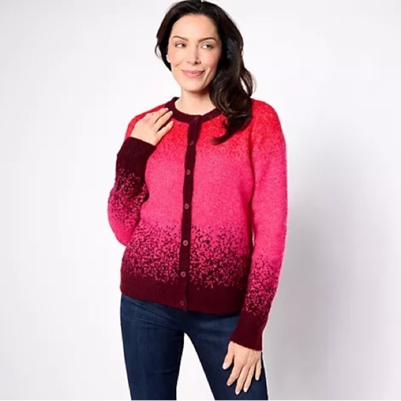 LOGO by Lori Goldstein Brushed Ombre Button Front Cardigan NEW XS​​​​​ - Picture 1 of 3